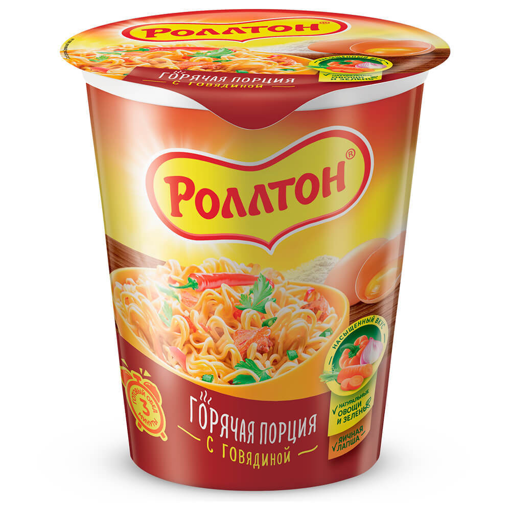 Роллтон Лапша в стакане с говядиной 70гр.*7шт. - купить с доставкой по ...