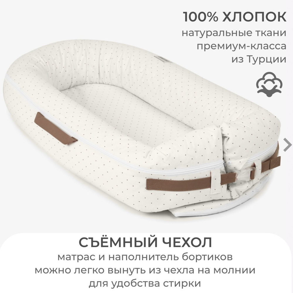 Кокон гнездышко для новорожденных в кроватку 120х60/ детская подушка для младенца грудничка/ люлька колыбель #1