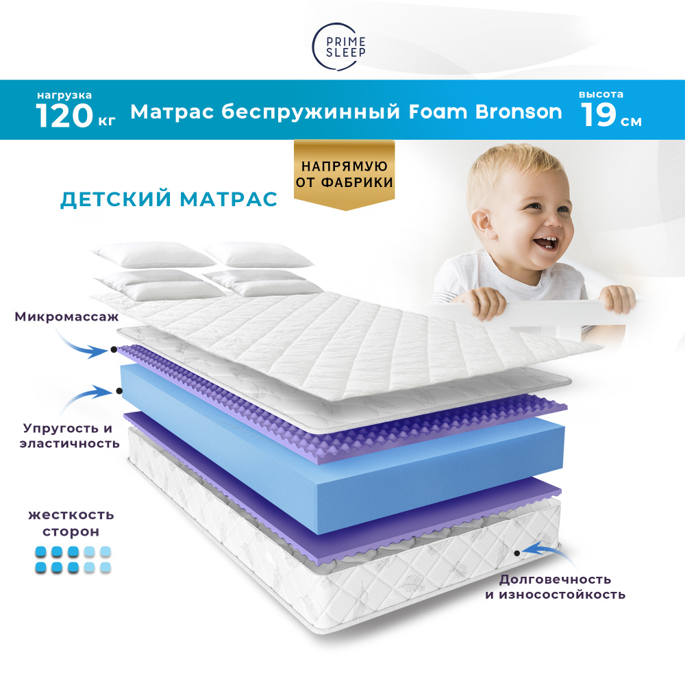 PRIME SLEEP Матрас Foam Bronson, Беспружинный, 80х160 см #1