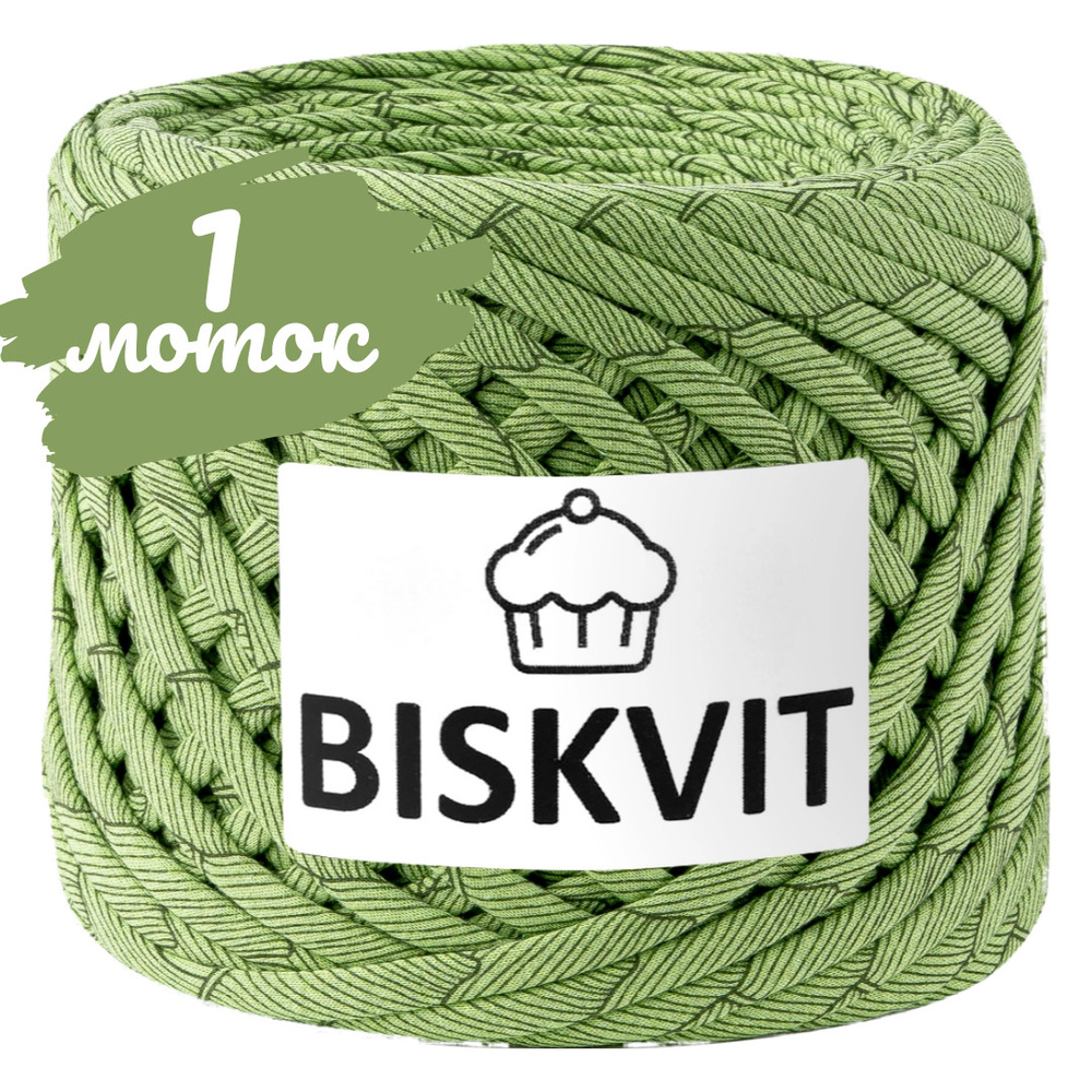 Трикотажная пряжа Biskvit базилик, 100м., лицевая (бисквит) #1