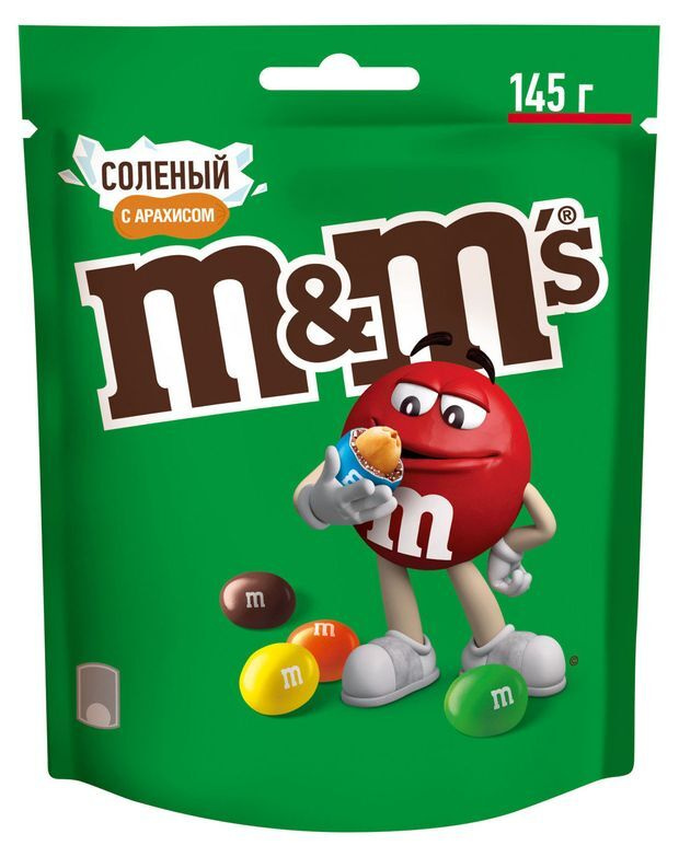 Драже M&M's Солёный арахис с солью и молочным шоколадом в хрустящей разноцветной глазури, 145г  #1