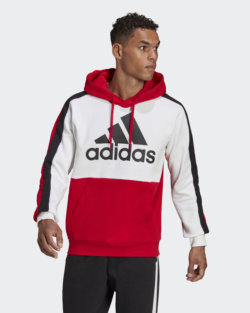 Adidas essentials colorblock hooded sweatshirt sale