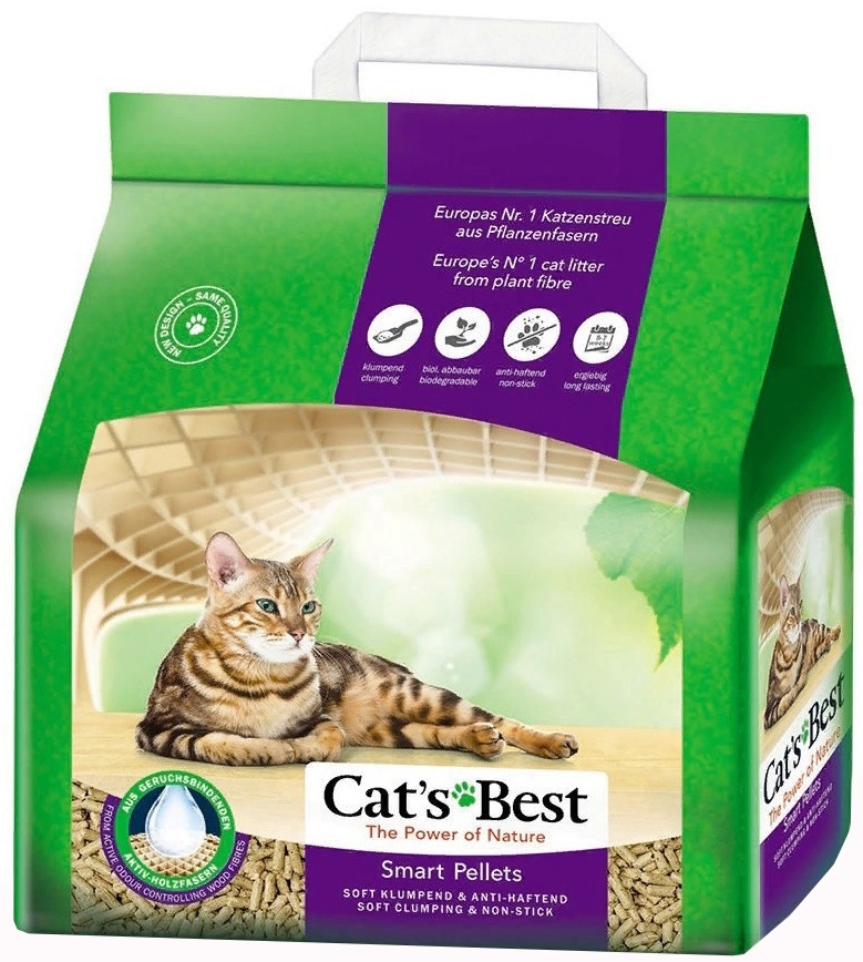 Наполнитель Cat's Best Smart Pellets для кошек, древесный, комкующийся, 5 л, 2.5 кг  #1