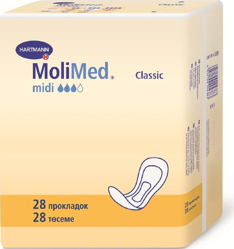 Прокладки урологические MoliMed Classic Midi 3 капли, 360 мл, 28 штук  #1