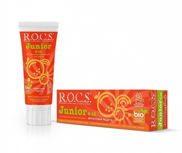 РОКС паста зубная Юниор Фруктовая радуга для детей от 6 до 12 лет туба ...