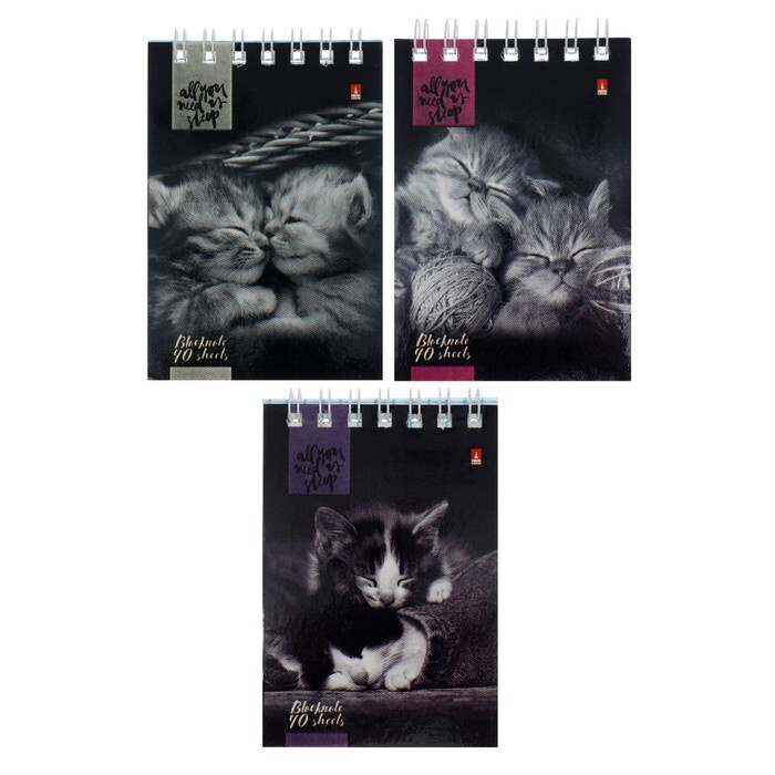 Блокнот А7, 40 листов на гребне "Кошачий Взгляд", обложка ламинированный картон, МИКС  #1