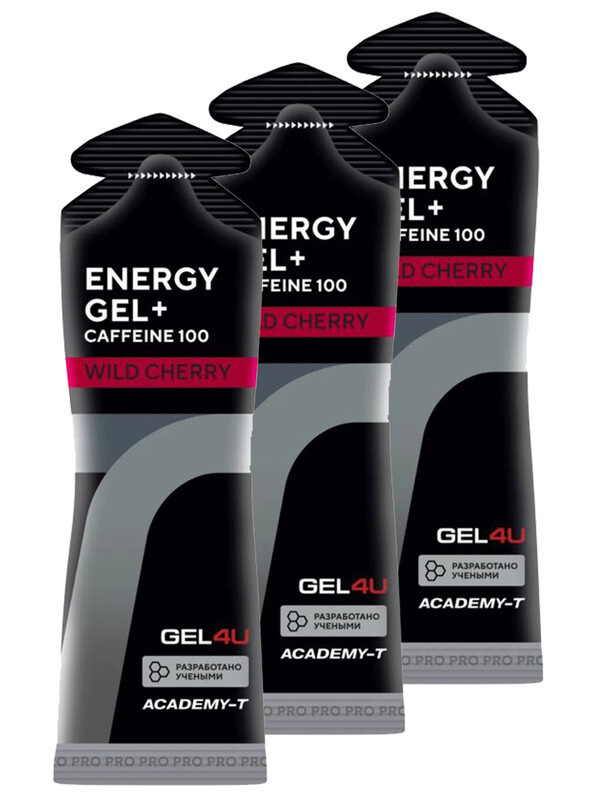 GEL4U Energy gel + Caffeine 100, Энергетический гель с кофеином, 3шт по 60мл со вкусом вишни, Спортивное #1