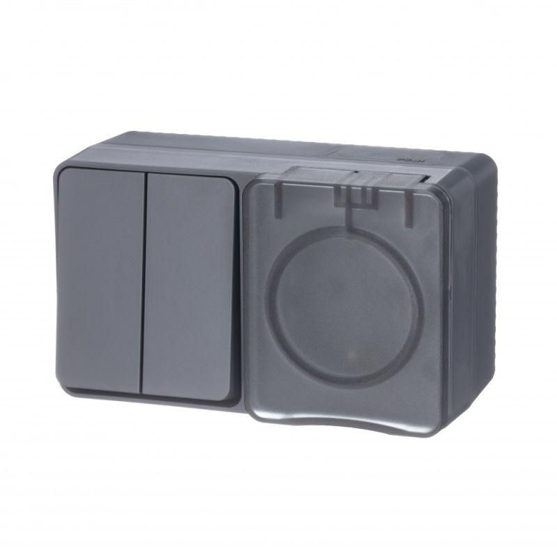 Блок ОП AtlasDesign Profi54 розетка 16А 250В с заземл. защ. шторки + 2 ...