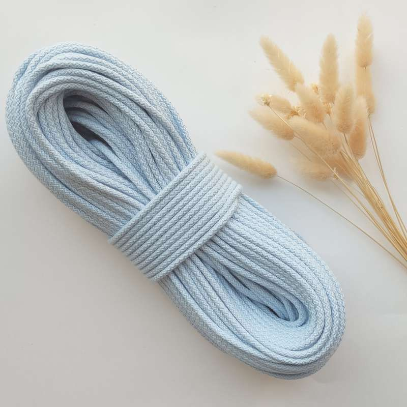 Шнур для шитья с сердечником 5 мм 30 м Нежно-голубой, пряжа для вязания, хлопковая веревка.  #1