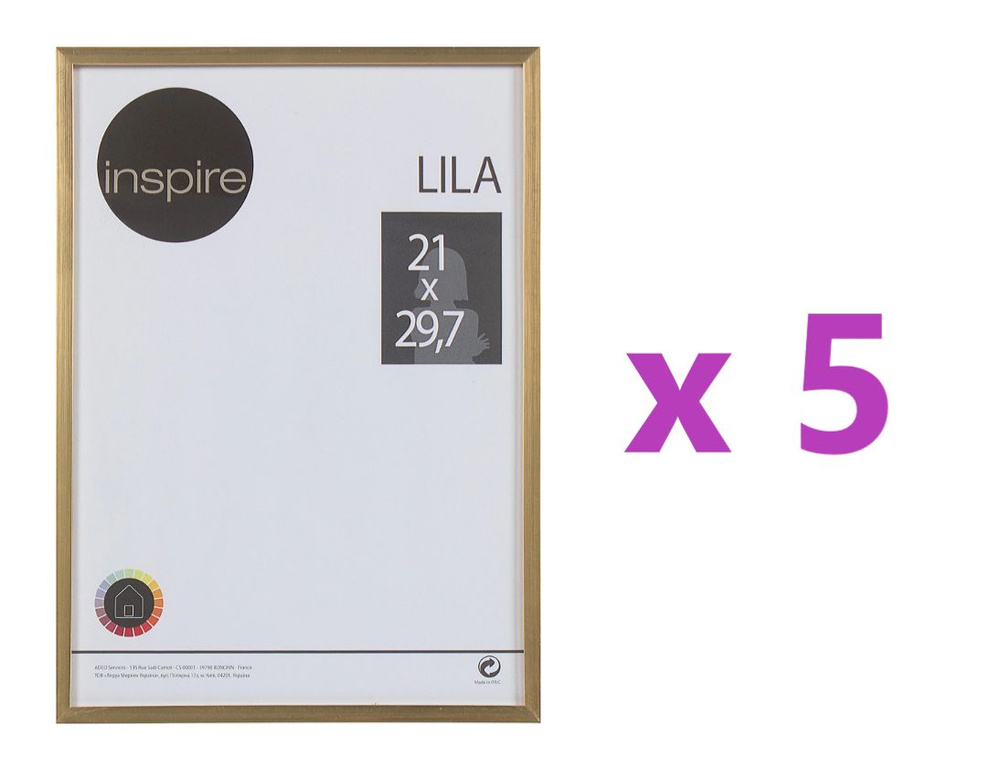 Рамка Inspire Lila 21х29.7 см цвет золото, 5 шт #1