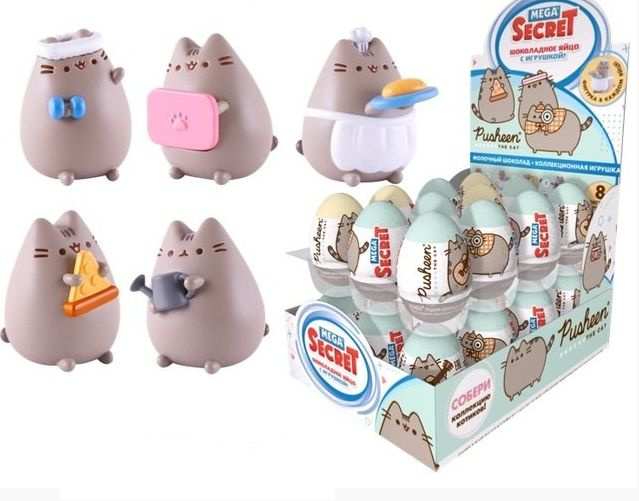 Шоколадное яйцо Mega Secret Pusheen с игрушкой - 6 шт. (кошки Пушиин) сюрприз подарок для ребенка  #1