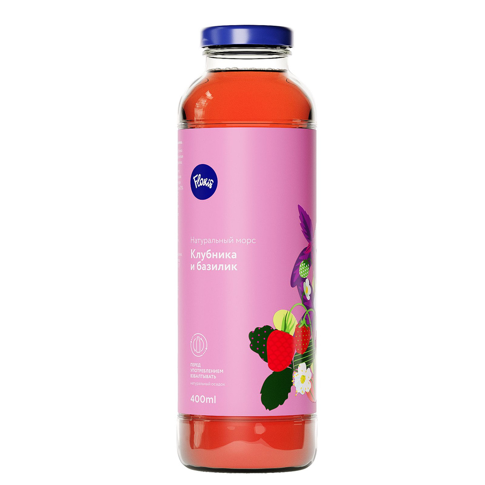 Натуральный морс Floris "Клубника и базилик", 400 мл / вкусный и полезный напиток  #1
