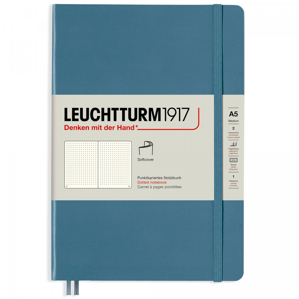 Записная книжка Leuchtturm Rising Colours A5 Stone Blue мягкая обложка 123 стр, 363400  #1