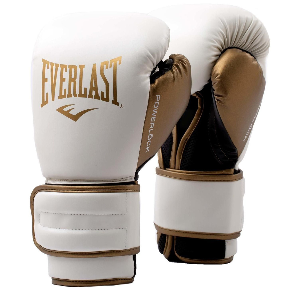 Боксерские перчатки Everlast Powerlock PU 2 бел/зол #1