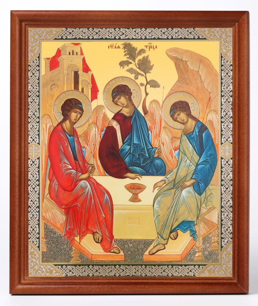 Икона в дер.рамке №1 18*24 (2040025) двойное тиснение (Троица Рублев ...
