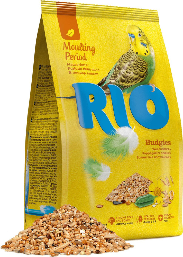 Корм для птиц сухой RIO / Рио Budgies для волнистых попугаев рацион в период линьки из проса и овса 1кг #1