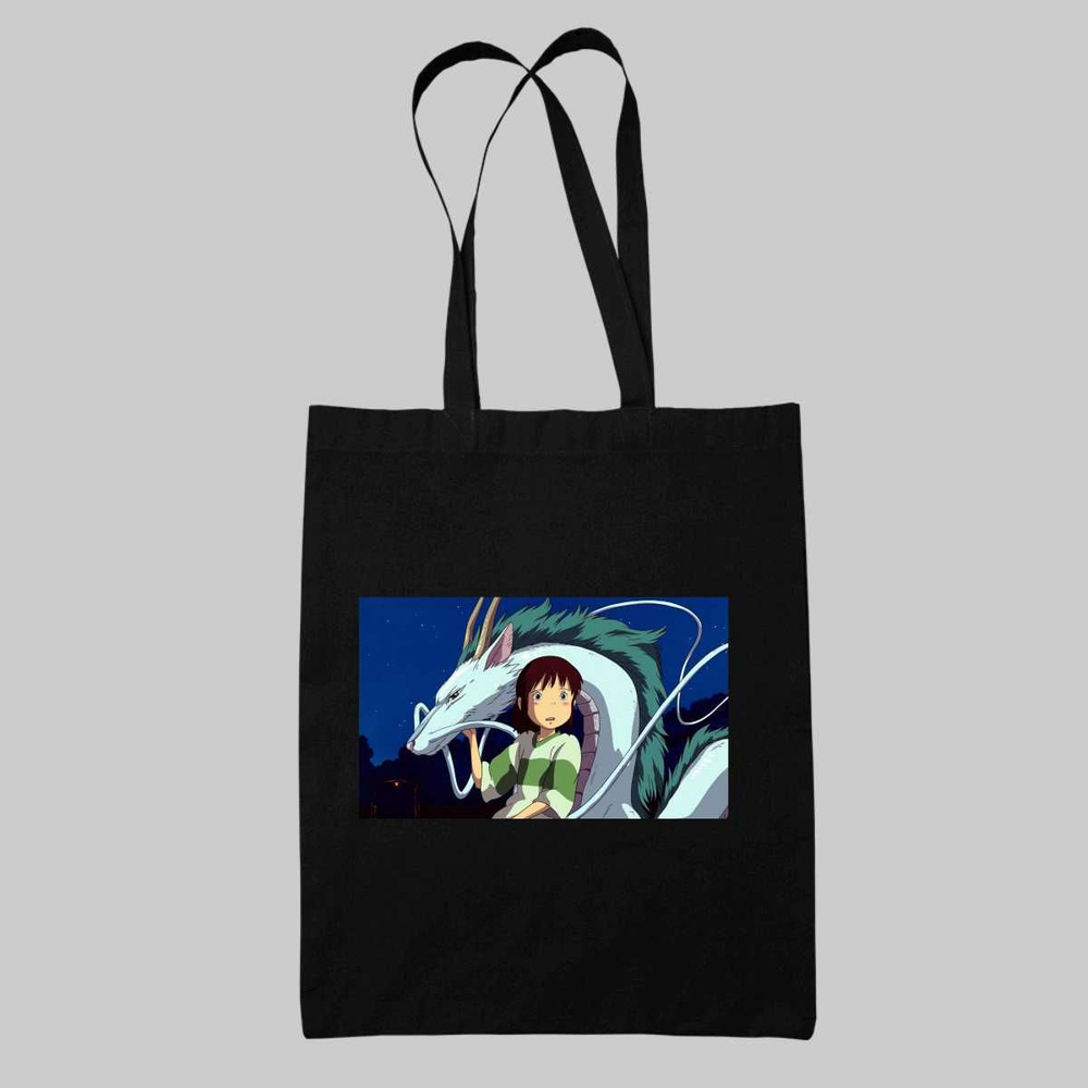 Пляжная женская сумка-шоппер с принтом "Унесенные призраком Хаяо Миядзаки"  #1