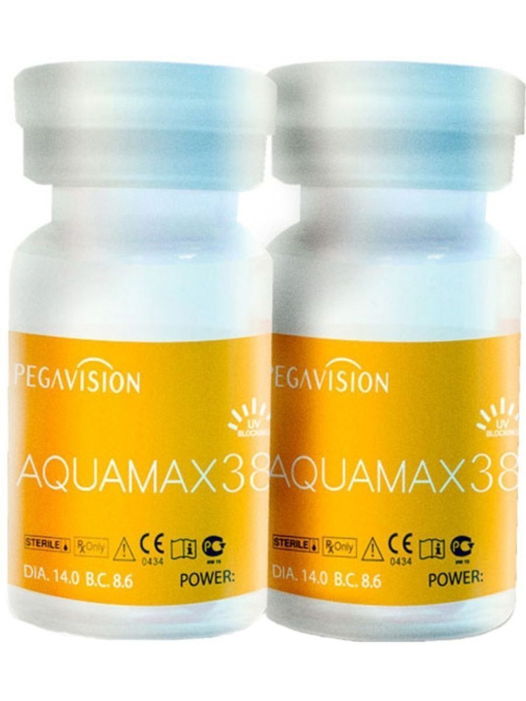 AQUAMAX 38 -1,25 / 14.0 / 8.6, 2 флакона (2 линзы) контактные полугодовые гидрогелевые. PEGAVISION Аквамакс #1