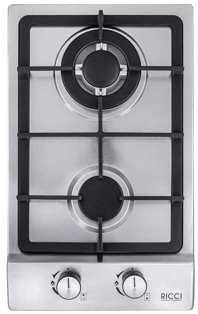 Газовая варочная поверхность 2 конфорки RICCI HBS2301D серебристая ...