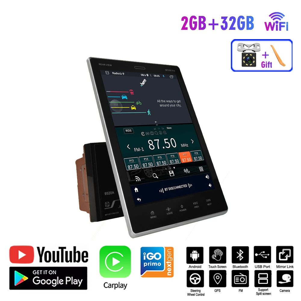 Универсальная магнитола 2DIN,Android Auto,Carplay,9,5 