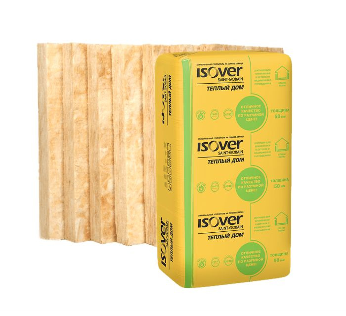 Утеплитель ИЗОВЕР Теплый Дом Плита 100мм, 5м2, 610х1170мм купить по ...