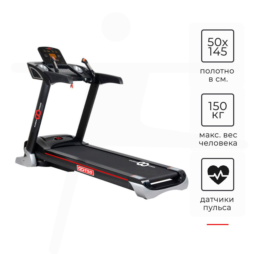 Беговая дорожка CardioPower Cardio Power T50 / для дома / электрическая / 20  программ / беговое полотно 1450x500мм /скорость до 22км/ч / максимальный  вес пользователя 150кг - купить по доступным ценам в интернет-магазине OZON  (620595637)