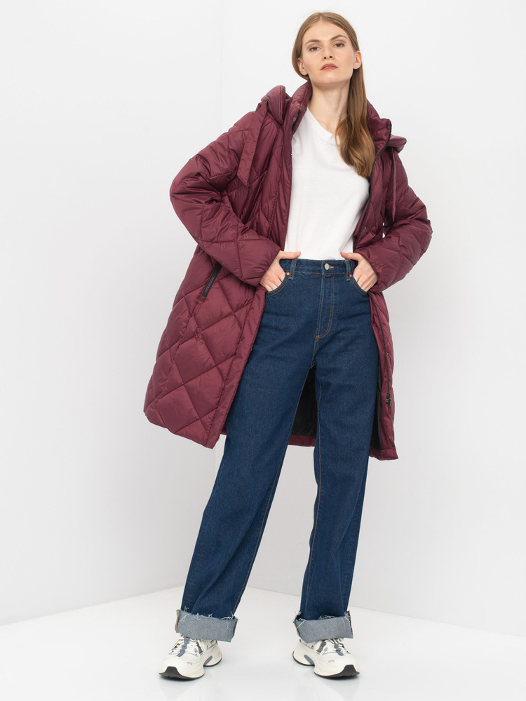 Пальто Gerry Weber, Зима, размер 52, цвет бордовый, Полиэстер - купить ...