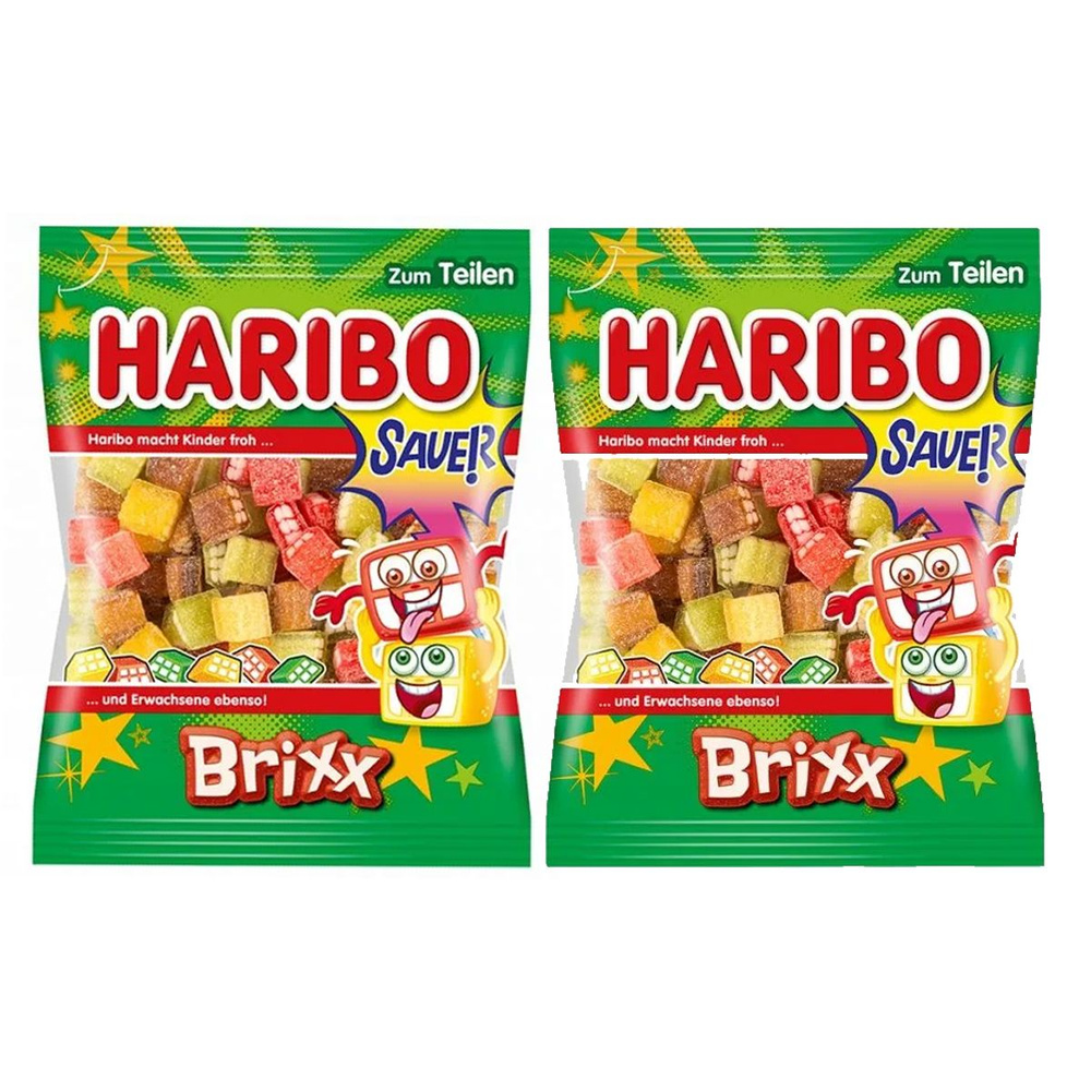 Мармелад жевательный Haribo Brixx 2шт по 200гр/Мармелад Харибо кислые  фруктовые блоки (Германия)