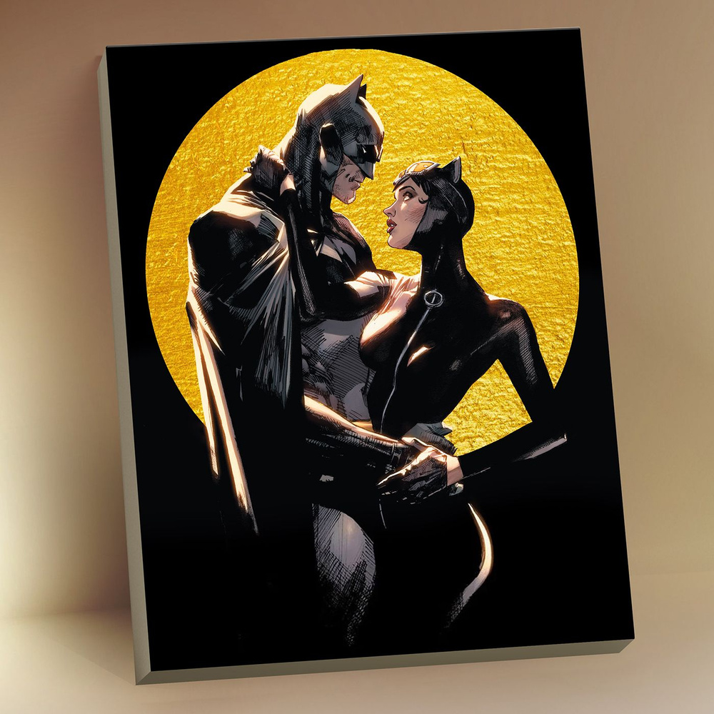 Картина по номерам с поталью Бэтмен и женщина кошка 40х50 см - купить с  доставкой по выгодным ценам в интернет-магазине OZON (852944552)