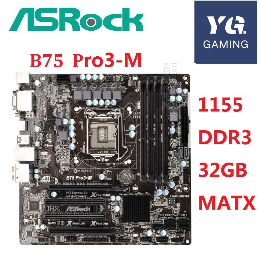 ASROCK B75 PRO3 - M Твердотельные LGA1155 DDR3 32 ГБ USB3.0 Настольные ...