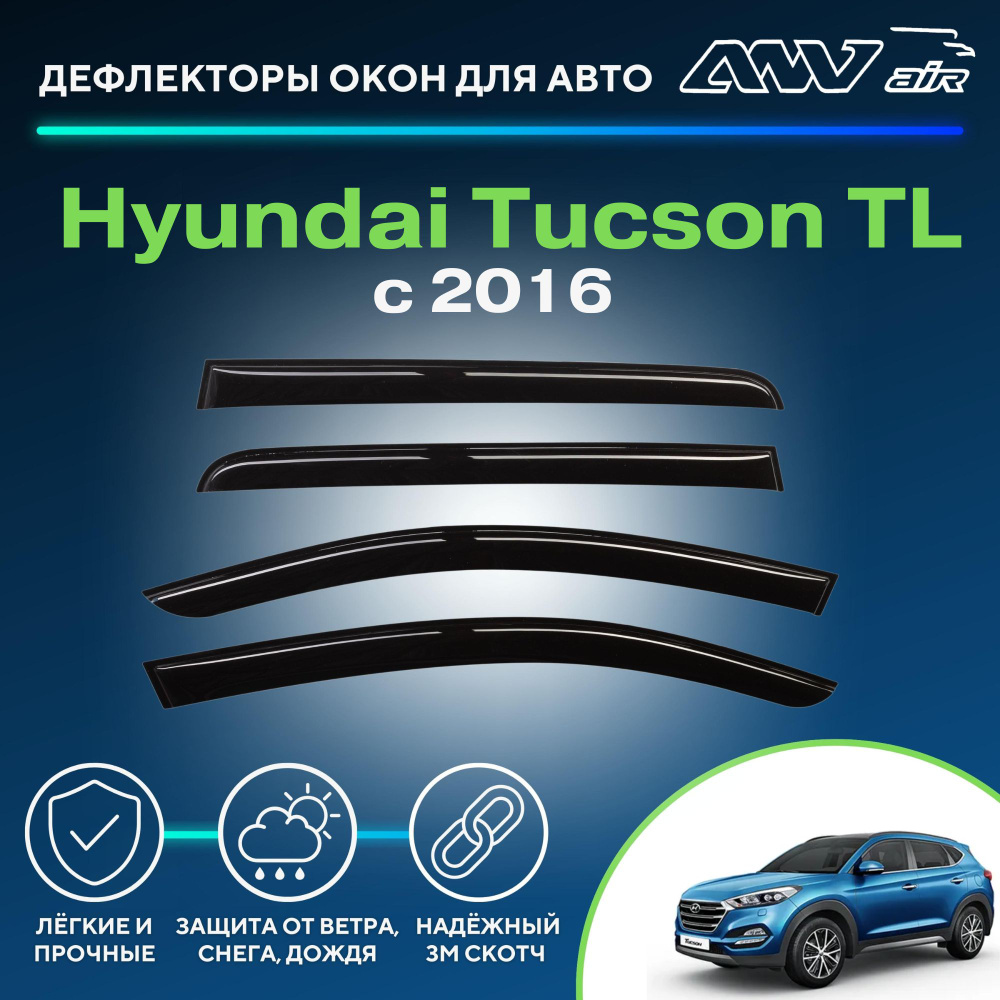 Дефлектор для окон ANV air Деф_Бок_Hyundai_Tucson_III_TL Tucson купить по  выгодной цене в интернет-магазине OZON (264194546)