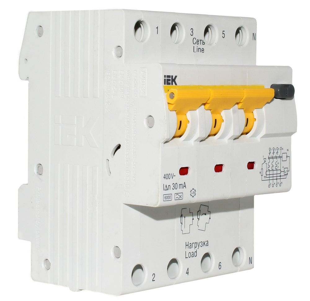 Дифференциальный автоматический выключатель АВДТ34 C25 30мА IEK купить ...