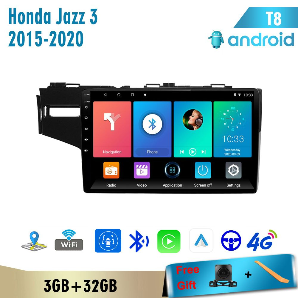 Автомагнитола 2 дин Андроид,720p 3+32Гб,Хонда джаз фит/Honda Jazz 3 ...