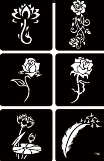 18 многоразовых трафаретов, набор №42, трафарет для тату и дизайна хна  #1