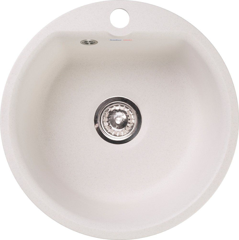 Мойка кухонная GranFest Smart SM 435 43x43, круглая, белая, матовая ...