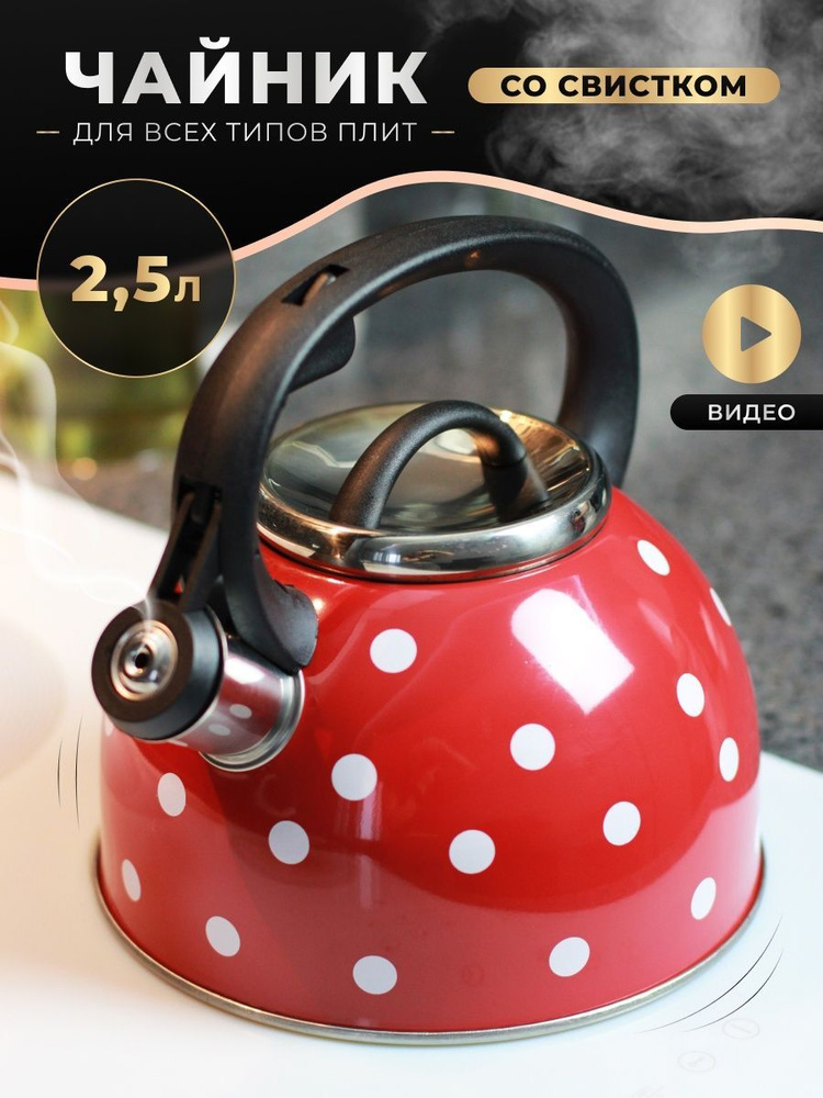 Чайник для плиты со свистком 2,5 литра купить на OZON по низкой цене ...
