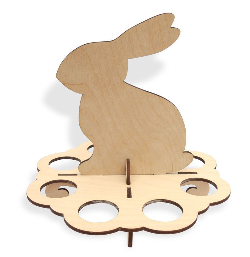 Подставка деревянная для пасхальных яиц заготовка "Кролик"  #1