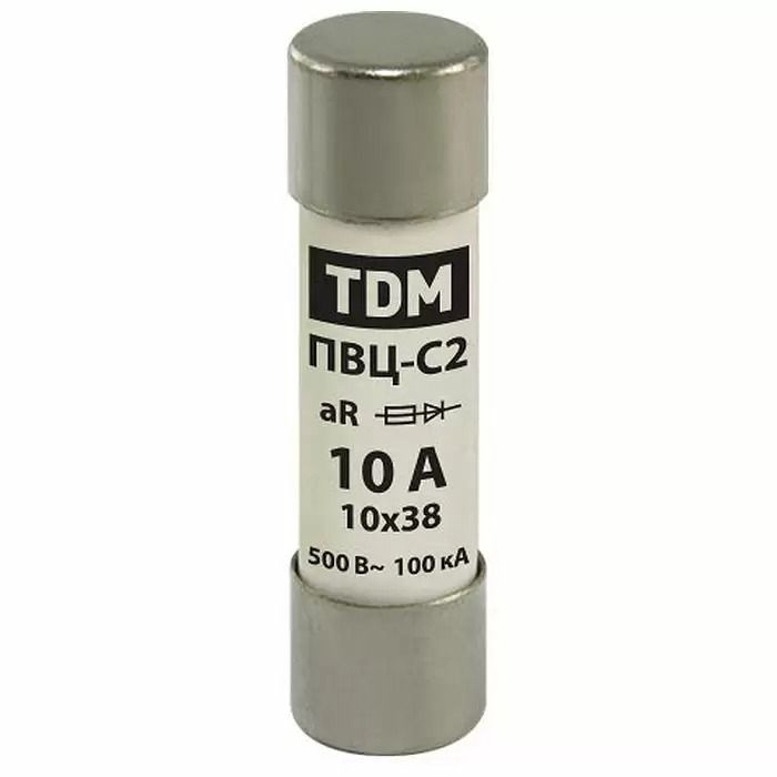 Плавкая вставка ПВЦ-С2 10х38 aR (быстродействующая) 10А TDM SQ0729-0042 ...