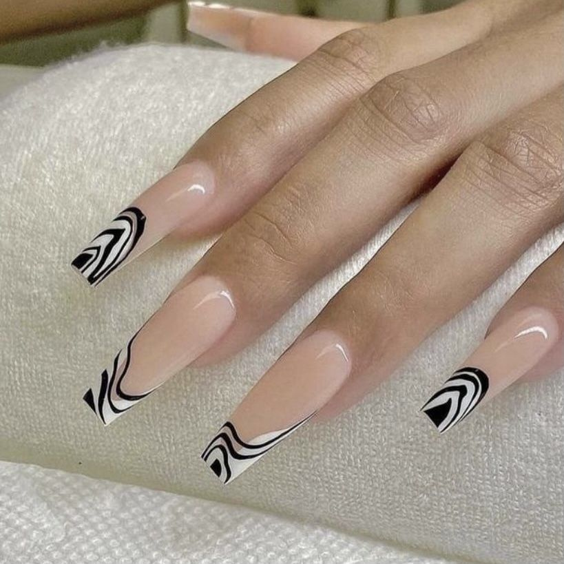 Ногти накладные с клеем, длинные, с дизайном, квадрат, 24 шт - купить с ...