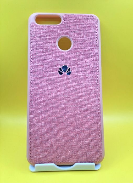 Силиконовый чехол для Huawei Honor 7X, "Textile" с логотипом, цвет: розовый #1