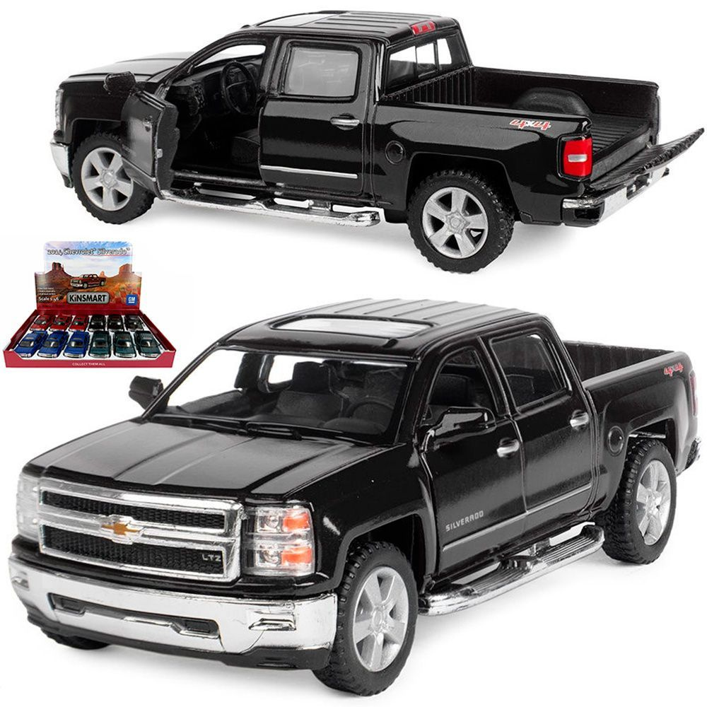 Машинка металлическая Kinsmart 1:46 2014 Chevrolet Silverado KT5381D инерционная / Черный  #1