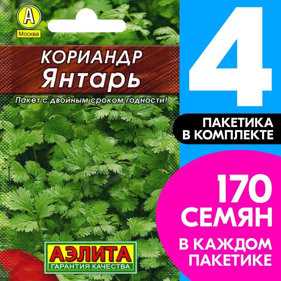 Семена Кориандр Янтарь, 4 пакетика по 3г/170шт в каждом #1