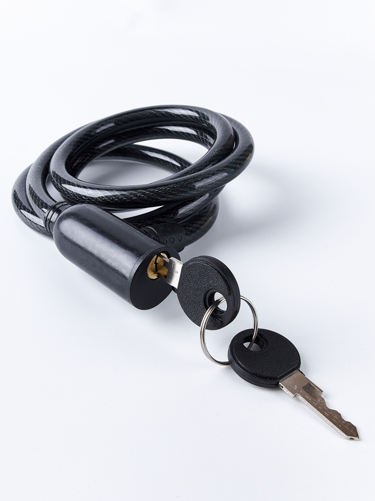 Замок велосипедный тросовый 10x1200мм с 2 ключами - купить с доставкой ...