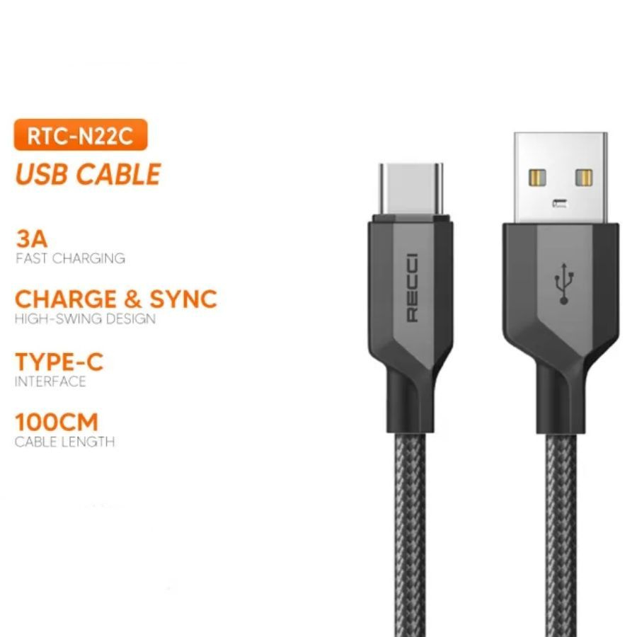 Кабель USB 2.0, USB Type-C RECCI RTC-N22 Giant_USB 2.0_USB Type-C - купить  по низкой цене в интернет-магазине OZON (979821727)