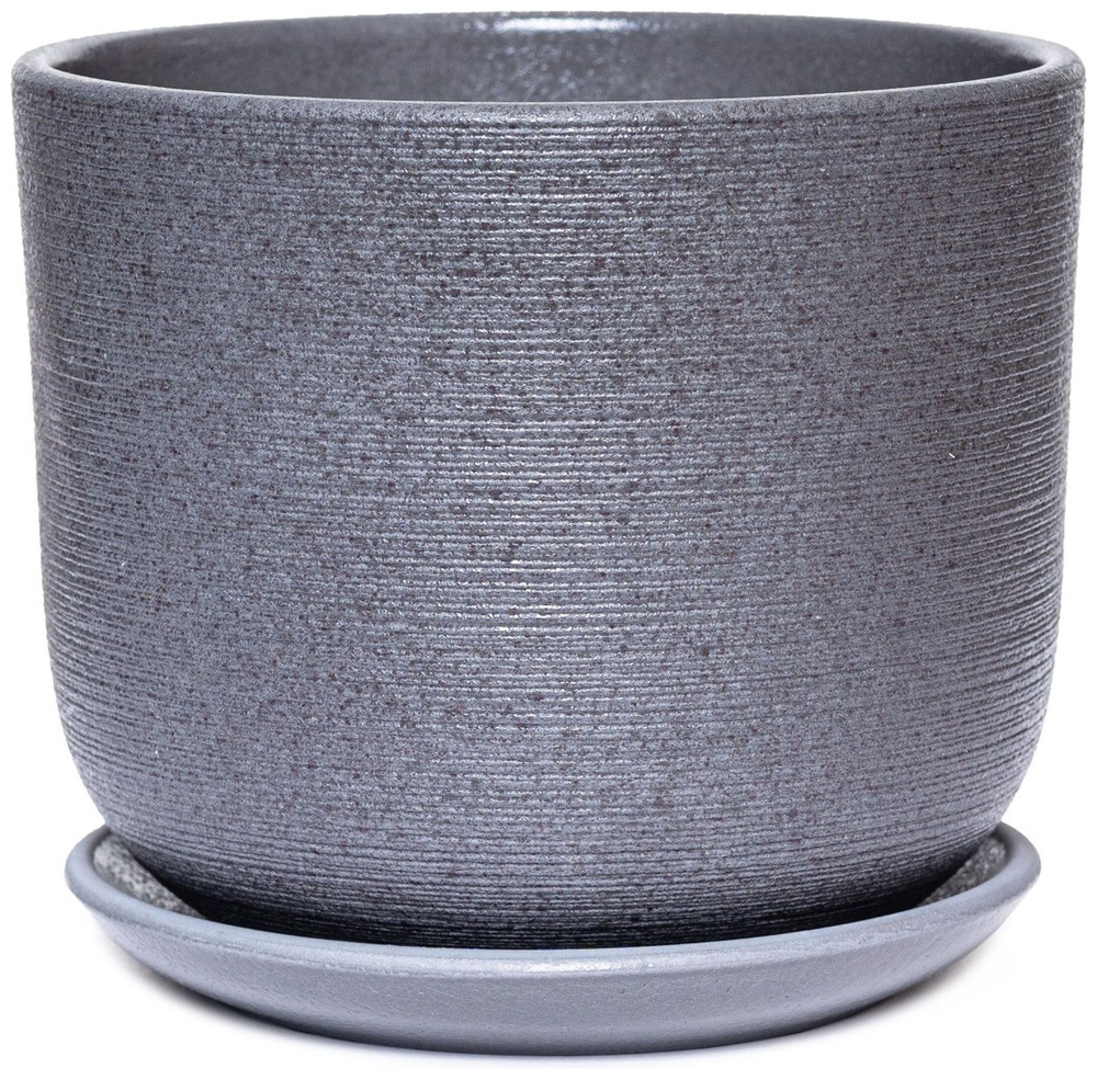 Горшок Крафт d12 см керамический серый с поддоном купить на OZON по ...