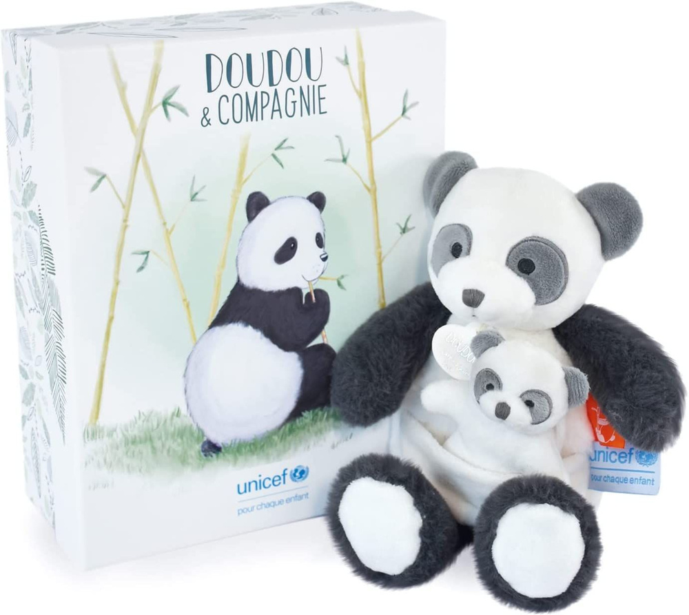 Doudou et compagnie Peluche Panda avec bebe