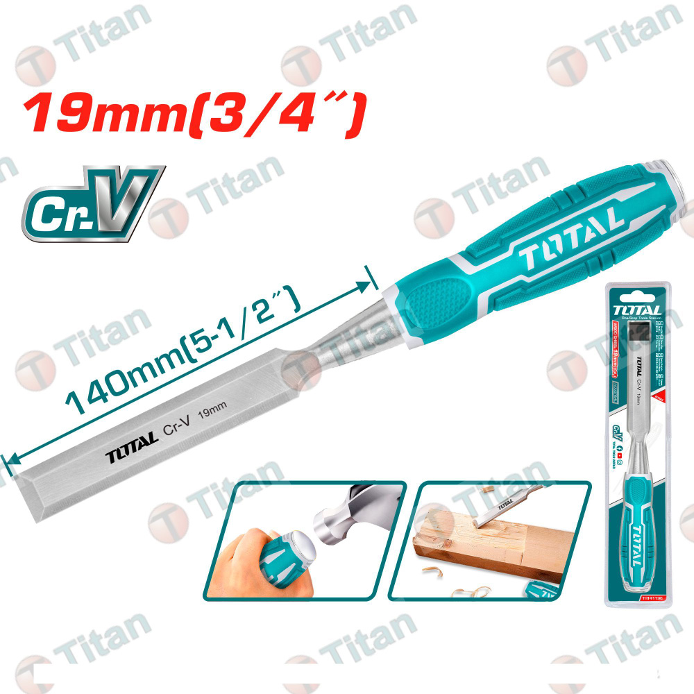 Стамеска плоская по дереву 19 мм, длина 140 мм TOTAL THT41196 #1