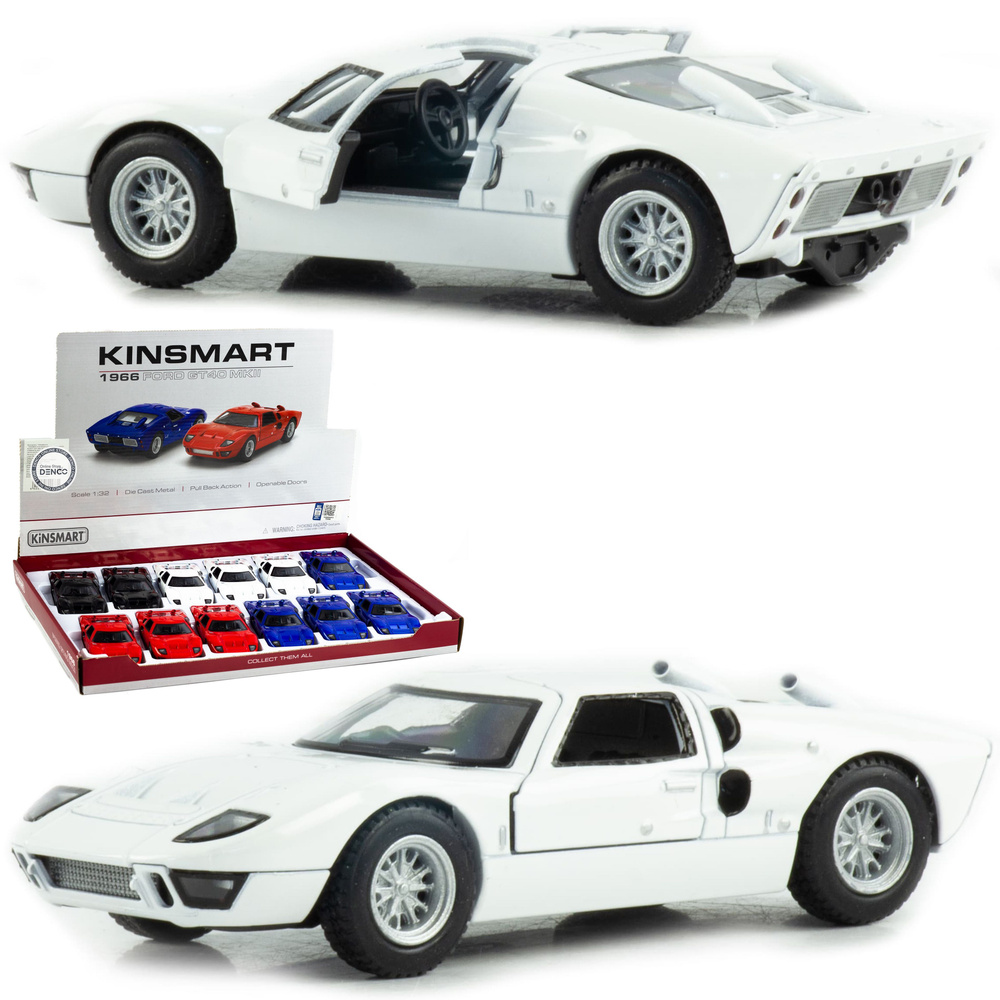 Металлическая машинка Kinsmart 1:32 1966 Ford GT40 MKII KT5427D, инерционная / Белый  #1