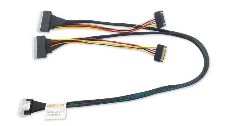 Кабель SAS Slimline SASx8 SFF-8654 8i - 2x U.2 SFF-8639, 100 см ...