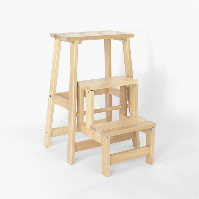 Табурет стремянка Марк, цвет: натуральный (бесцветный лак), полубарный ...